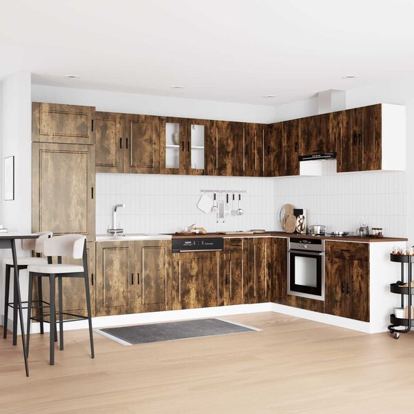 vidaXL Mueble Bajo para Fregadero con puerta Porto 2 pcs Marr&oacute;n