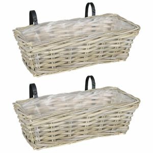 vidaXL Cesta Colgante para Plantas GENDT 2 uds. Gris natural