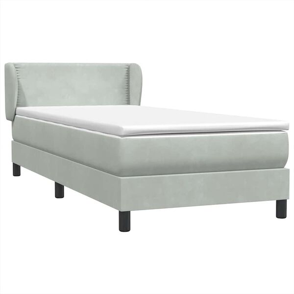 vidaXL Cama box spring con colch&oacute;n terciopelo gris claro 90x210 cm