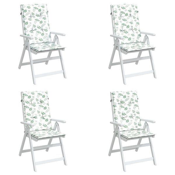 vidaXL Cojines de silla de respaldo alto 4 uds tela estampado de hojas
