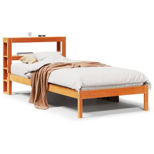 vidaXL Estructura cama con cabecero madera pino marr&oacute;n cera 90x190 cm