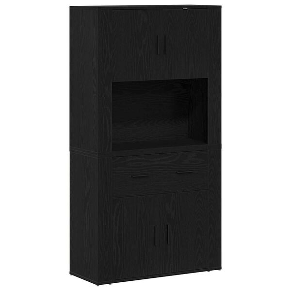 vidaXL Highboard Roble negro 80 x 33 x 150 cm Madera contrachapada