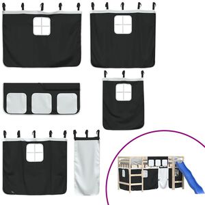 vidaXL Cortinas para camas altas poli&eacute;ster blanco y negro