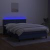 vidaXL Cama box spring colch&oacute;n y luces LED tela azul 140x200 cm