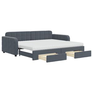 vidaXL Sof&aacute; cama nido con cajones terciopelo gris oscuro 90x200 cm