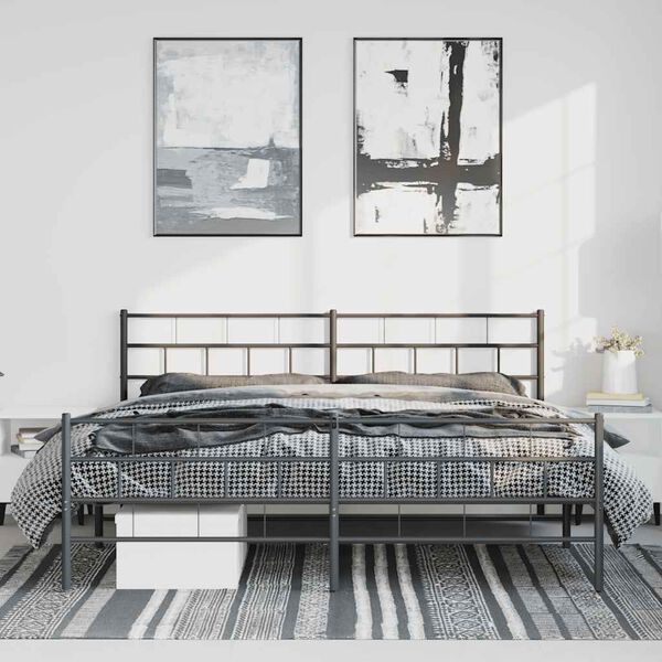vidaXL Estructura cama sin colch&oacute;n con estribo metal negro 193x203 cm