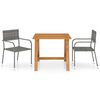 vidaXL Juego de comedor para jard&iacute;n 3 piezas gris