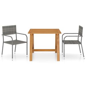 vidaXL Juego de comedor para jard&iacute;n 3 piezas gris