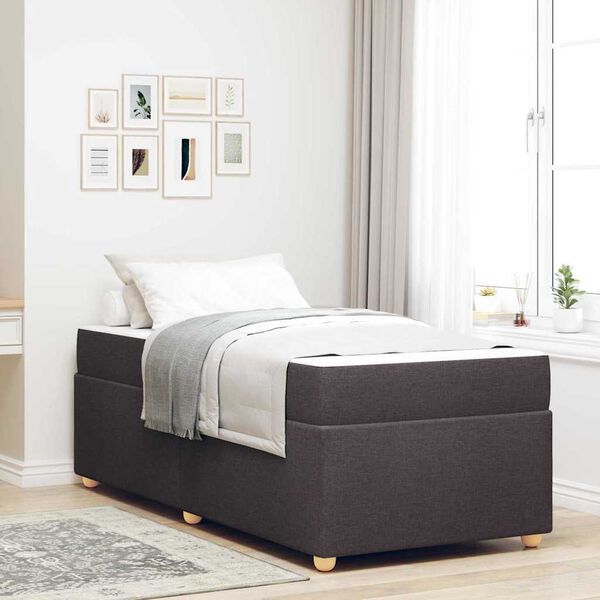 vidaXL Estructura de cama con colch&oacute;n Marr&oacute;n Oscuro 90 x 190 cm tela