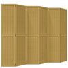 vidaXL Biombo separador de 6 paneles madera maciza paulownia marr&oacute;n