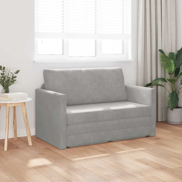 vidaXL Sof&aacute; cama 110cm Gris Claro Terciopelo