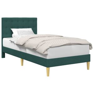 vidaXL Estructura de cama con cabecera Verde oscuro 100 x 200 cm Tela