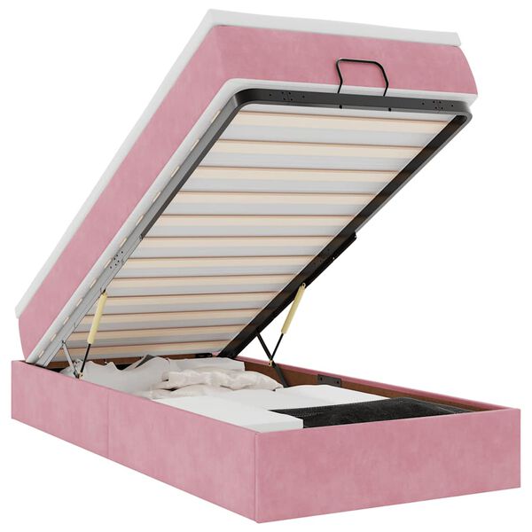 vidaXL Estructura de cama otomana colch&oacute;n terciopelo rosa 90x200cm