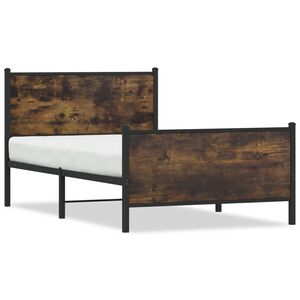 vidaXL Estructura de cama sin colch&oacute;n metal roble ahumado 107x203 cm