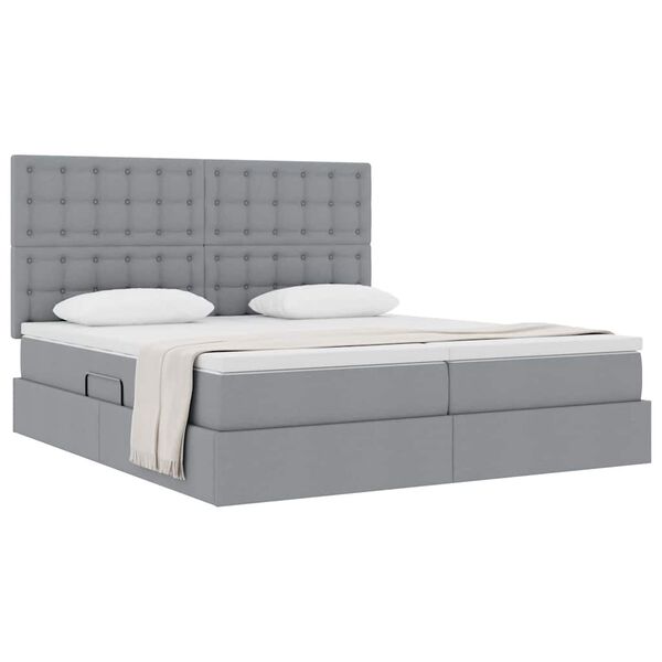 vidaXL Cama con almacenamiento Gris Claro 200 x 200 cm Cuero sint&eacute;tico