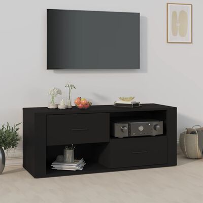 vidaXL Mueble para TV madera contrachapada negra 100x35x40 cm
