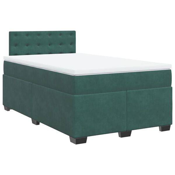 vidaXL Cama box spring con colch&oacute;n terciopelo verde oscuro 120x200 cm