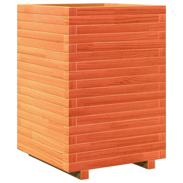 vidaXL Jardinera madera maciza de pino marr&oacute;n cera 50x50x72 cm