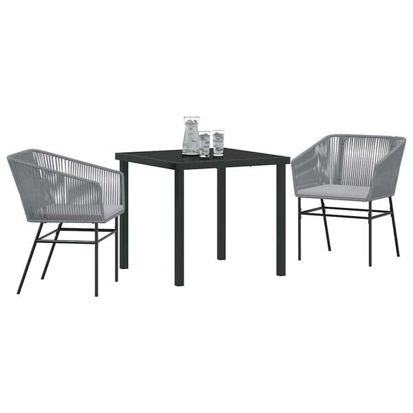 vidaXL Conjunto de Comedor de Jard&iacute;n con coj&iacute;n 3 pcs Gris