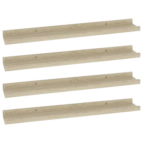vidaXL Estantes de pared 4 unidades roble Sonoma 60x9x3 cm