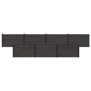 vidaXL Panel de valla 7 pcs WPC y Aluminio Negro