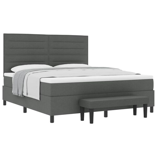 vidaXL Cama tipo Box Spring con colch&oacute;n Gris oscuro 180 x 200 cm tela