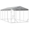vidaXL Perrera de exterior con toldo acero galvanizado plata 3x6x2,5 m