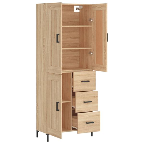 vidaXL Aparador alto madera contrachapada color roble 69,5x34x180 cm