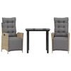 vidaXL Set comedor de jard&iacute;n 3 pzas con cojines rat&aacute;n sint&eacute;tico beige