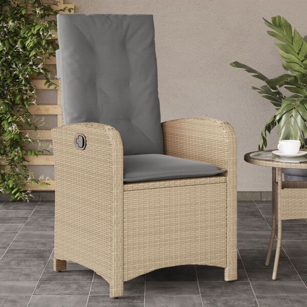 vidaXL Sillones reclinables jard&iacute;n y cojines beige mix 2 uds rat&aacute;n PE