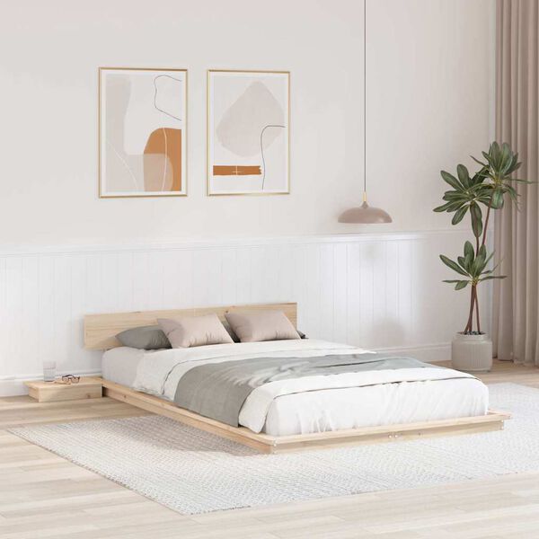 vidaXL Estructura de cama Marr&oacute;n 135 x 190 cm Madera