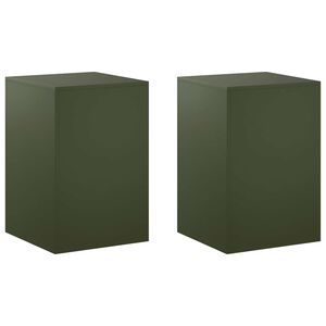 vidaXL Soporte de plantas 2 pcs Verde oliva 40 x 40 x 60 cm Acero