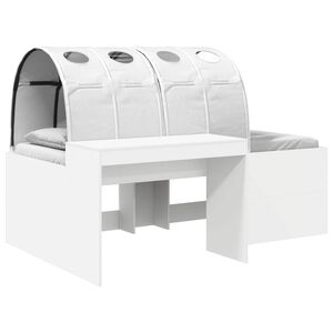 vidaXL Cama con t&uacute;nel con estante 3 uds. Blanco Madera de ingenier&iacute;a