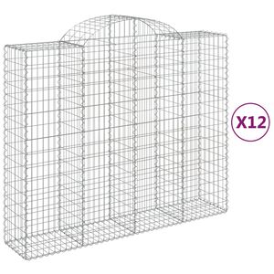 vidaXL Cestas gaviones 12 uds forma de arco hierro 200x50x160/180 cm