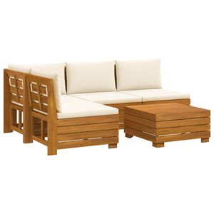 vidaXL Conjunto de sof&aacute;s de exterior con coj&iacute;n 5 Pieza Marr&oacute;n
