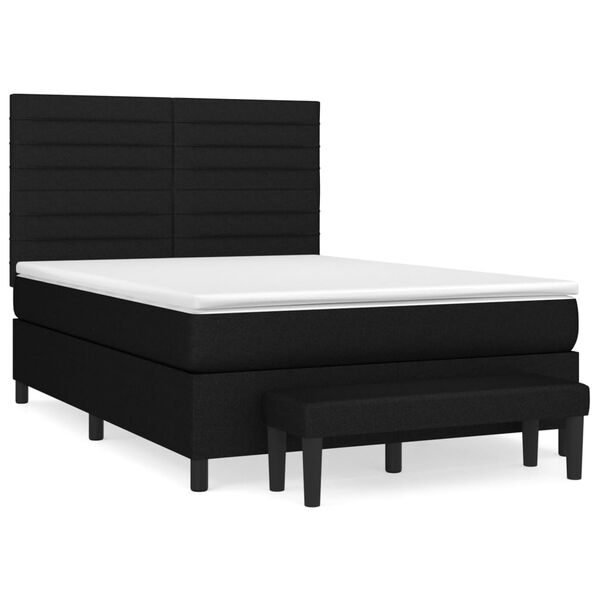 vidaXL Cama box spring con colch&oacute;n tela negro 140x190 cm