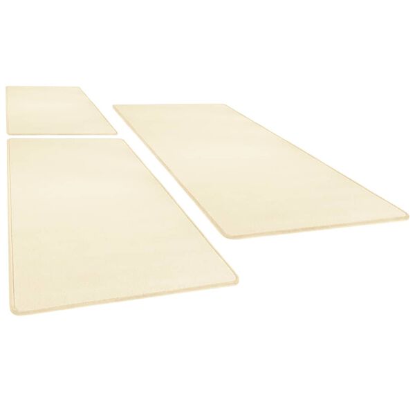 vidaXL Alfombras de dormitorio de pelo largo 3 piezas color crema