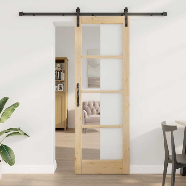 vidaXL Puerta Corredera ORKDAL Natural y negro 73,5 x 211 cm