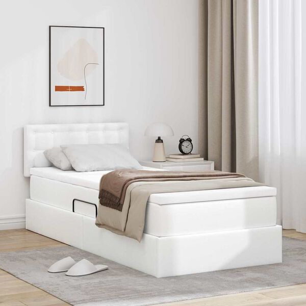 vidaXL Cama con almacenamiento y LED Puro 90 x 190 cm Cuero sint&eacute;tico