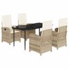 vidaXL Set comedor de jard&iacute;n 5 pzas con cojines rat&aacute;n sint&eacute;tico beige