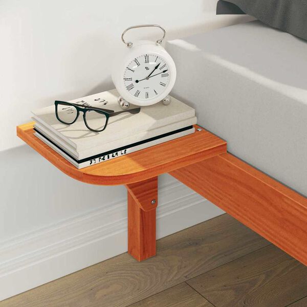 vidaXL Estructura de Cama con Mesitas Marr&oacute;n cera 140 x 220 cm