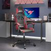 vidaXL Silla gaming giratoria cuero sintético negro y rojo vino tinto