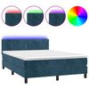 vidaXL Cama box spring colch&oacute;n y LED terciopelo azul oscuro 140x190 cm