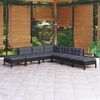 vidaXL Muebles de jardín 7 pzas con cojines negro madera de pino