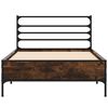 vidaXL Estructura cama madera ingenier&iacute;a metal roble ahumado 90x190 cm