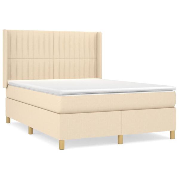 vidaXL Cama box spring con colch&oacute;n tela color crema 140x200 cm