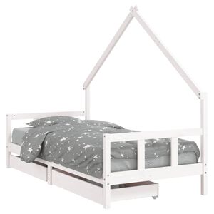 vidaXL Estructura cama infantil y cajones madera pino blanco 90x190 cm