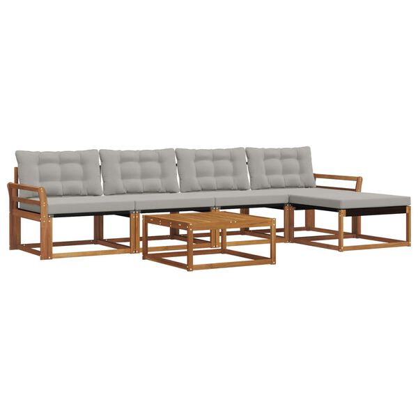 vidaXL Conjunto de sof&aacute;s de exterior 6 pcs Gris Natural y Claro