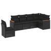 vidaXL Set de sof&aacute;s de jard&iacute;n 6 piezas y cojines rat&aacute;n sint&eacute;tico negro