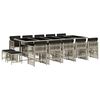 vidaXL Set comedor jard&iacute;n y cojines 15 pzas rat&aacute;n sint&eacute;tico gris claro